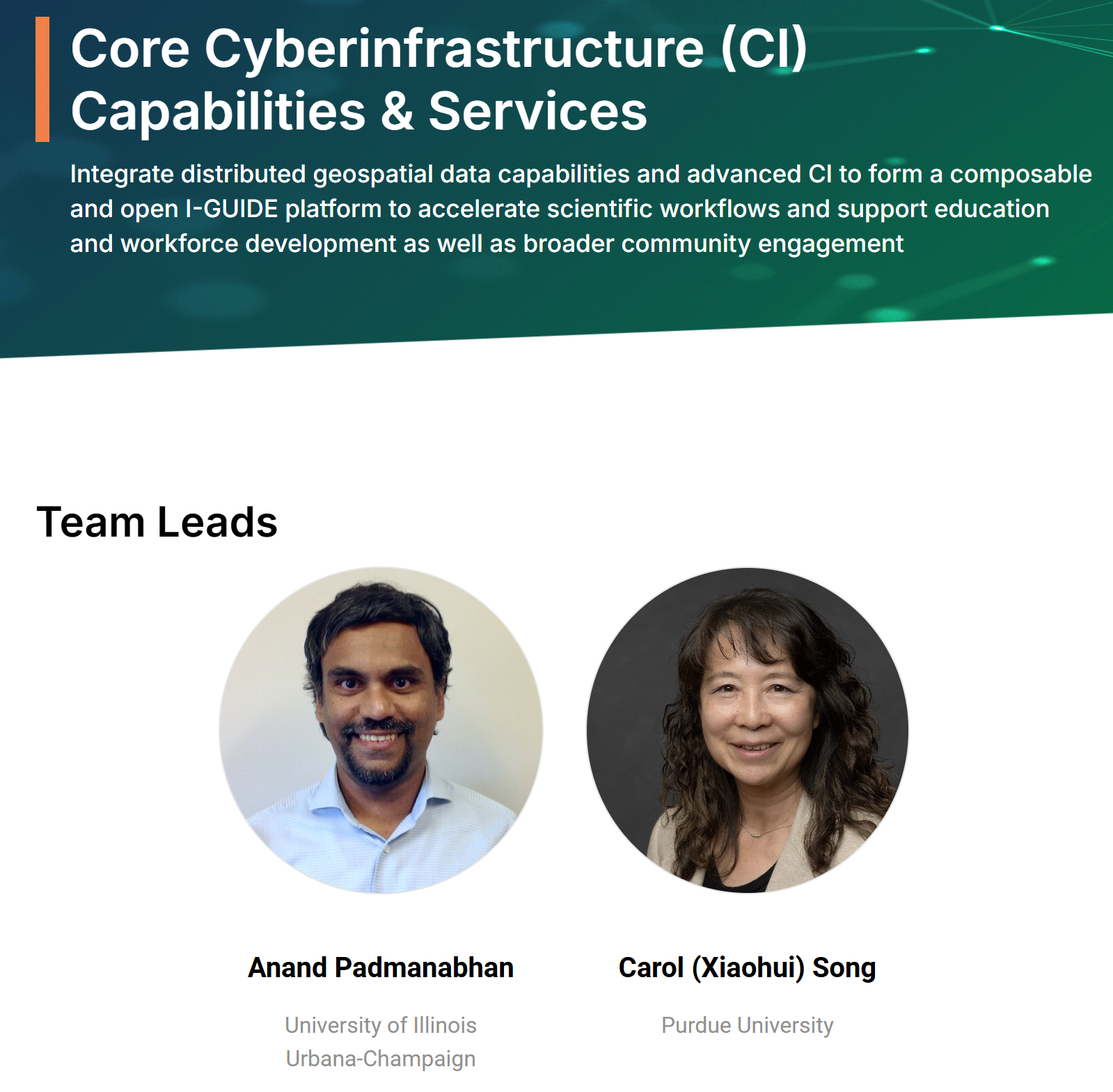 I-GUIDE's Core Cyberinfrastructure Team